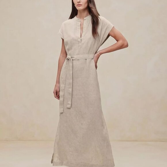 NWT Banana Republic Linen Kaftan Dress in Natural - Picture 3 of 6